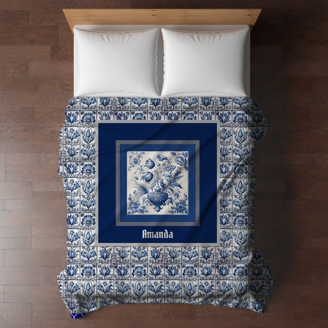 Stunning floral Blue toile de jouy monogram Duvet Cover (Creator Uploaded)