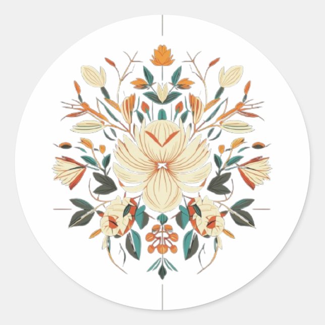 Stunning floral classic round sticker (Front)