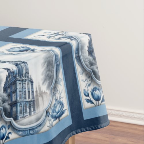 Stunning floral palace chinoiserie toile monogram tablecloth
