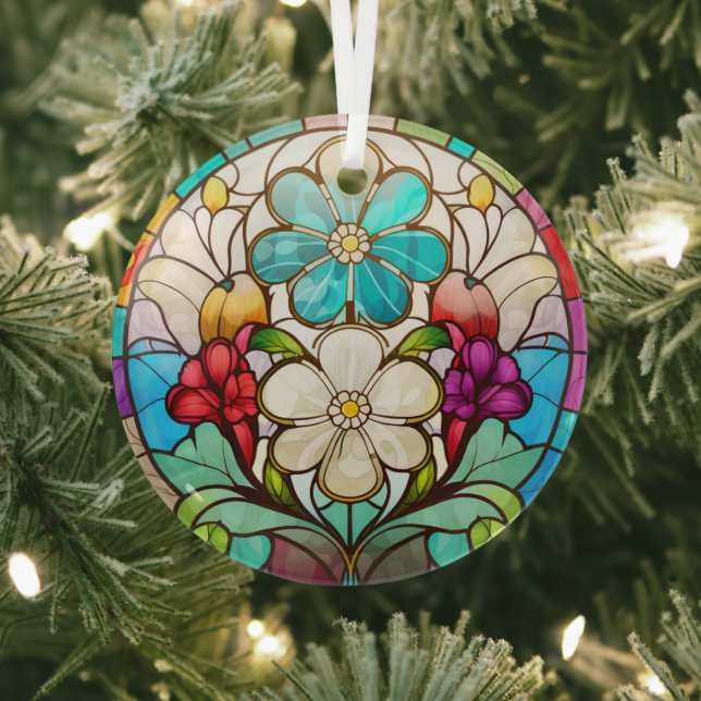 stunning floral stained glass ornament (Insitu)