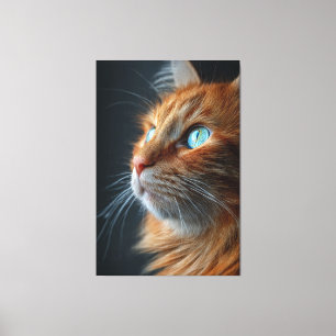 Stunning Fluffy Ginger Cat Profile - Blue Eyed Canvas Print