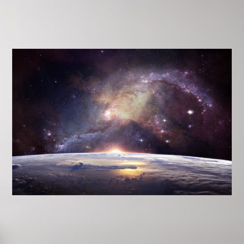 Stunning galaxy and earth poster
