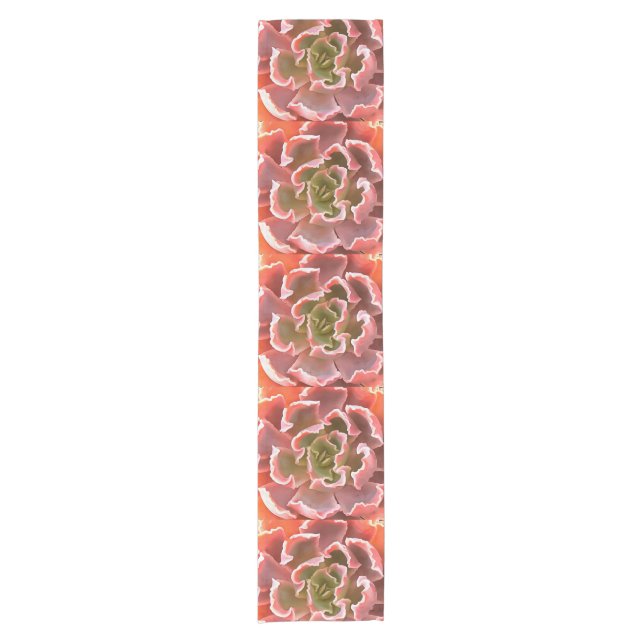 Stunning Garden Succulent Pink Tones Realistic Art Short Table Runner (Front)