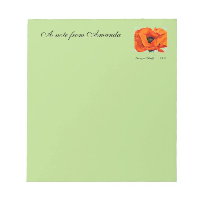 Stunning Georgia O'Keefe Red Poppy Flower 1927 Notepad (Front)