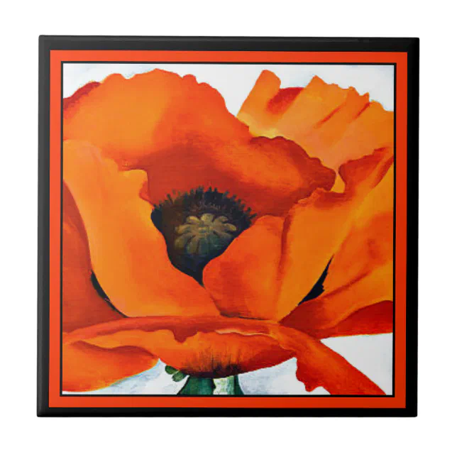 Stunning Georgia O'Keefe Red Poppy Flower 1927 Tile | Zazzle