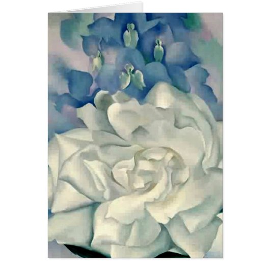 Stunning Georgia O'Keefe White Rose and Larkspur (Front)