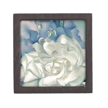 Stunning Georgia O'keefe White Rose And Larkspur Jewelry Box by MagnoliaVintage at Zazzle
