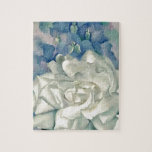 Stunning Georgia O&#39;keefe White Rose And Larkspur Jigsaw Puzzle at Zazzle