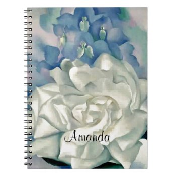Stunning Georgia O'keefe White Rose And Larkspur Notebook by MagnoliaVintage at Zazzle