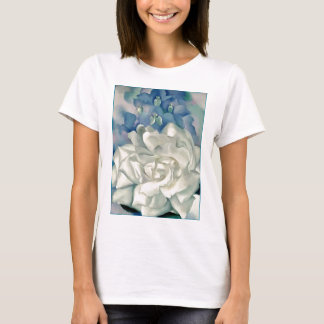 Stunning Georgia O'Keefe White Rose and Larkspur T-Shirt