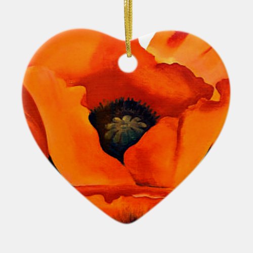 Stunning Georgia OKeeffe Red Poppy Ceramic Ornament