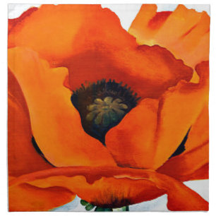 Stunning Georgia O'Keeffe Red Poppy Cloth Napkin
