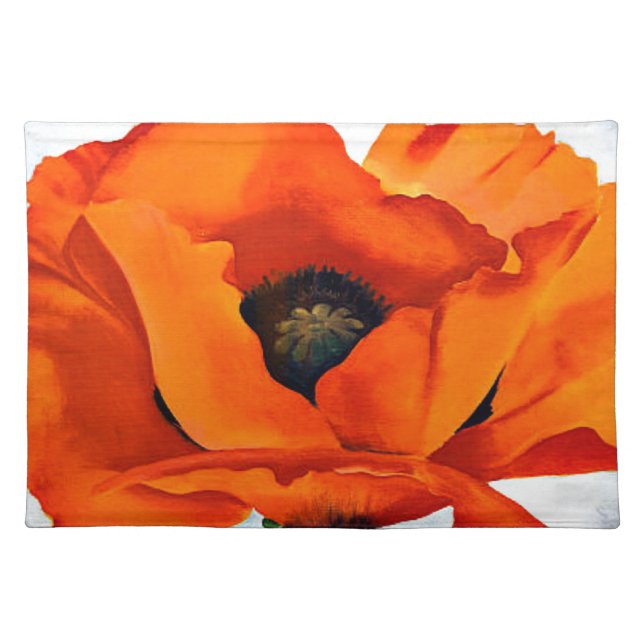 Stunning Georgia O'Keeffe Red Poppy Cloth Placemat (Front)