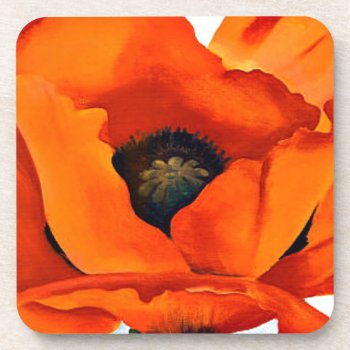 Stunning Georgia O'keeffe Red Poppy Drink Coaster by MagnoliaVintage at Zazzle