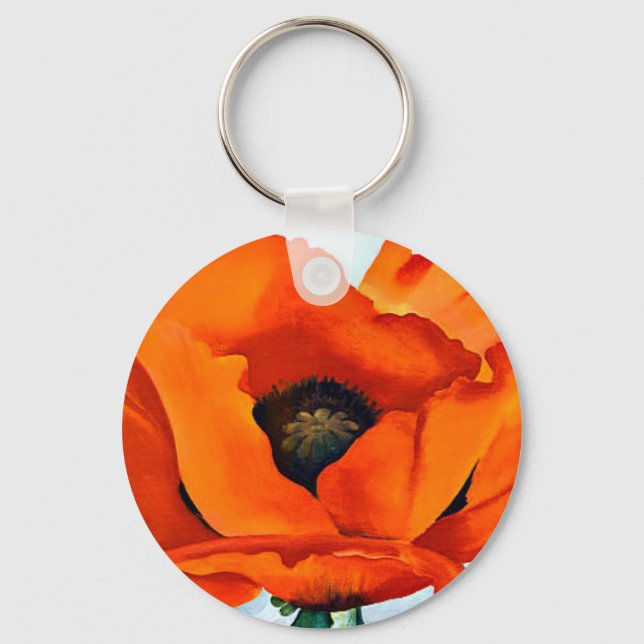Stunning Georgia O'Keeffe Red Poppy Keychain (Front)