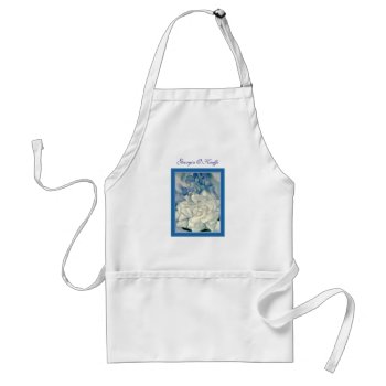 Stunning Georgia O'keeffe White Rose And Larkspur Adult Apron by MagnoliaVintage at Zazzle