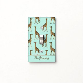 Stunning Giraffe Print Family Name Light Switch Cover