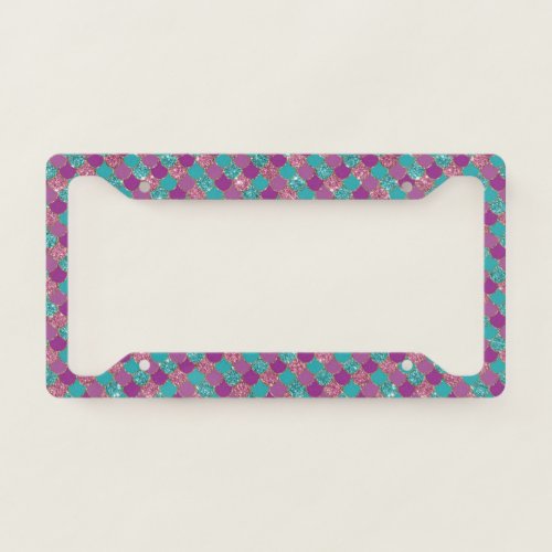 Stunning Glitter Mermaid Scale Pastel Glam Sparkle License Plate Frame