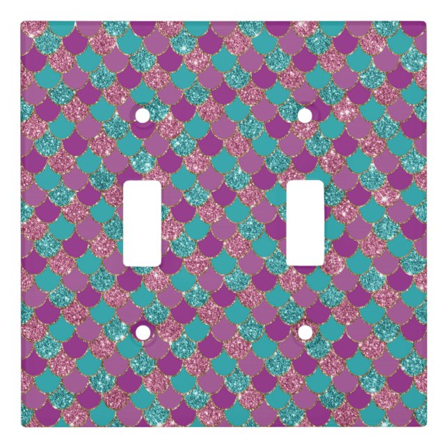 Stunning Glitter Mermaid Scale Pastel Glam Sparkle Light Switch Cover (Front)