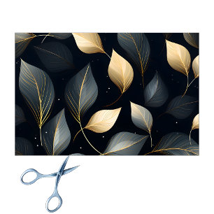 Stunning Gold and Gray Falling Leaves Tissue Paper