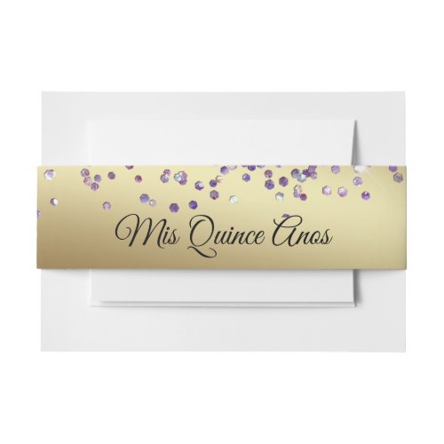 Stunning Gold and Purple Glitter  Invitation Belly Band