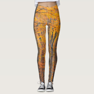 Stunning gold autumn forest leggings