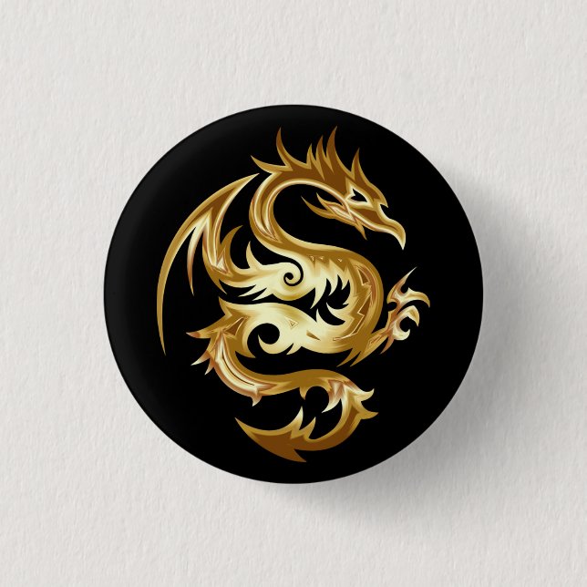 Stunning Gold Dragon Button (Front)