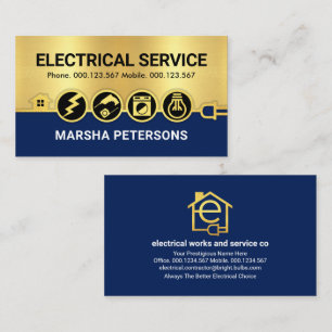 Stunning Gold Electrical Icons Power Business Card