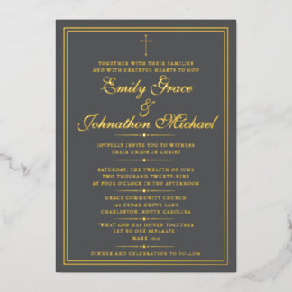 Stunning Gold Foil Christian Minimalist Wedding Invitation