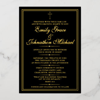 Stunning Gold Foil Christian Minimalist Wedding Invitation