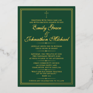 Stunning Gold Foil Christian Minimalist Wedding Invitation