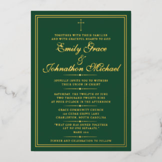 Stunning Gold Foil Christian Minimalist Wedding Invitation