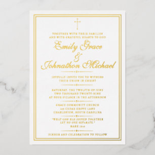 Stunning Gold Foil Christian Minimalist Wedding Invitation