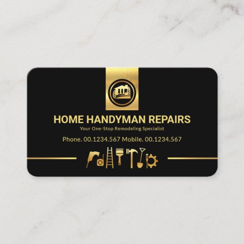 Stunning Gold Handyman Tools Line Business Card