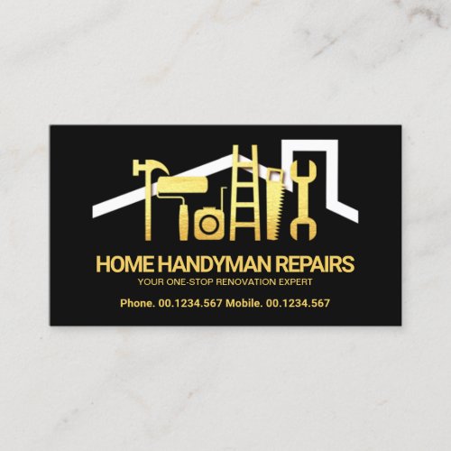 Stunning Gold Handyman Tools Rooftop Business Card