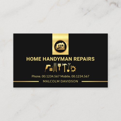 Stunning Gold Handyman Tools Tab Line Business Card