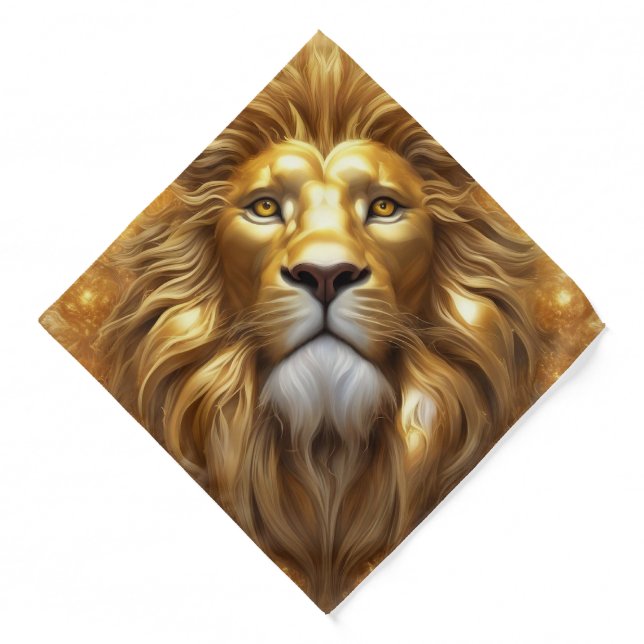Stunning Gold Lion Head Bandana (Front)