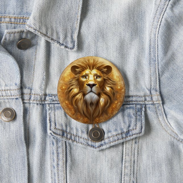 Stunning Gold Lion Head Button (In Situ)