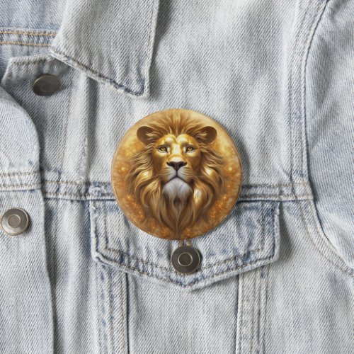 Stunning Gold Lion Head Button