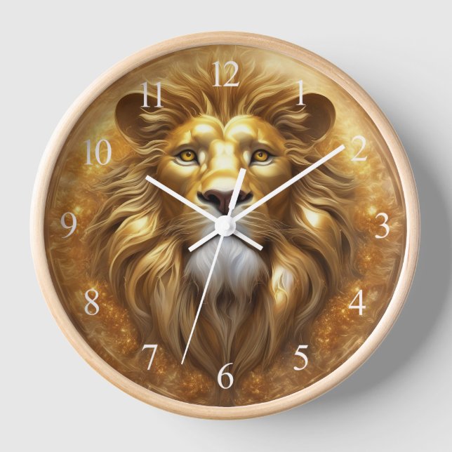 Stunning Gold Lion Head Clock (Front)