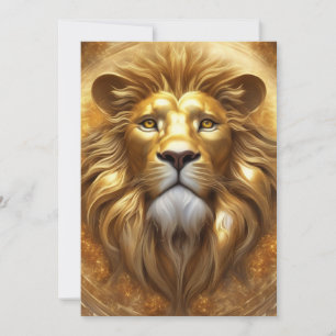 Stunning Gold Lion Head Holiday Card