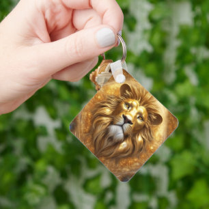 Stunning Gold Lion Head Keychain