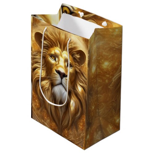 Stunning Gold Lion Head Medium Gift Bag