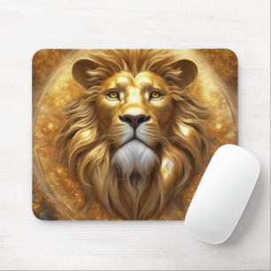 Stunning Gold Lion Head Mouse Pad