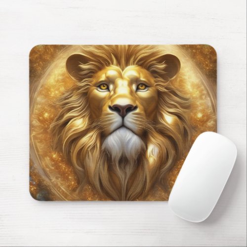 Stunning Gold Lion Head Mouse Pad