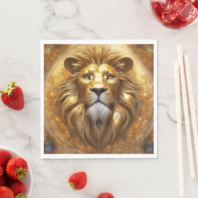 Stunning Gold Lion Head Napkins (Insitu)