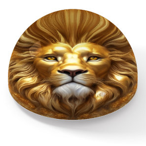 Stunning Gold Lion Head Paperweight