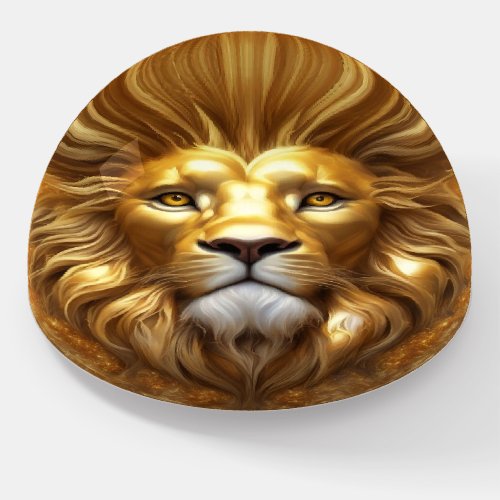 Stunning Gold Lion Head Paperweight