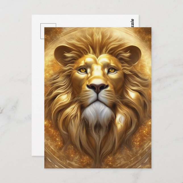 Stunning Gold Lion Head Postcard (Front/Back)