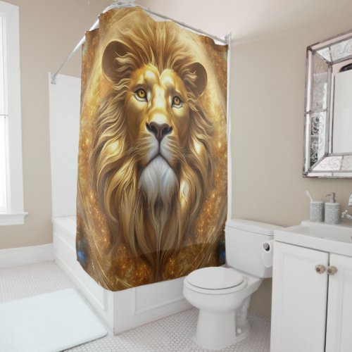 Stunning Gold Lion Head Shower Curtain